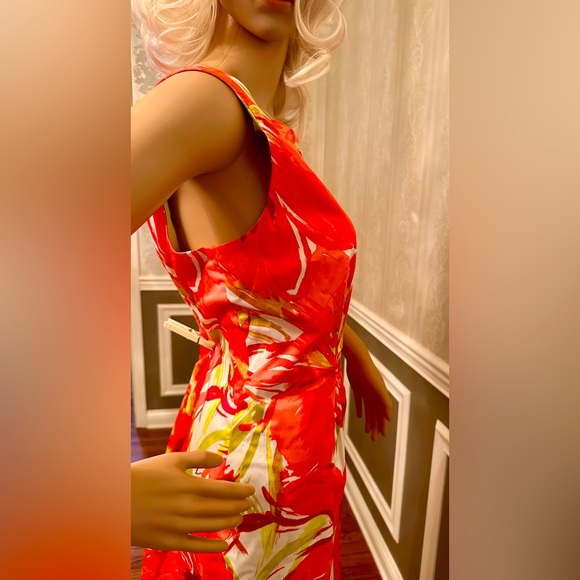 TAHARI “Arthur S. Levine!”Hawaiian Flowers🌺Sundress! Red/grn/Size-10 - Picture 4 of 13